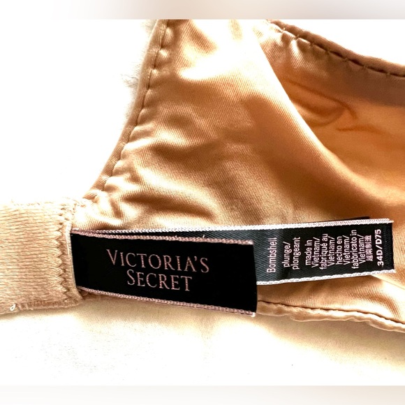 Victoria's Secret Bombshell 34D Nude Adds 2 Cup Siz Underwire Push Up Plunge Bra - Picture 5 of 7